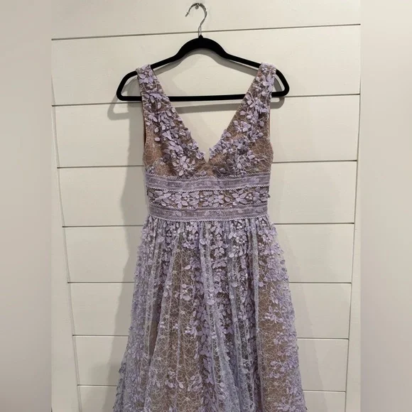 Bronx & Banco Purple Plunge Megan Floral Embroidered Lace Gown - Picture 7 of 10